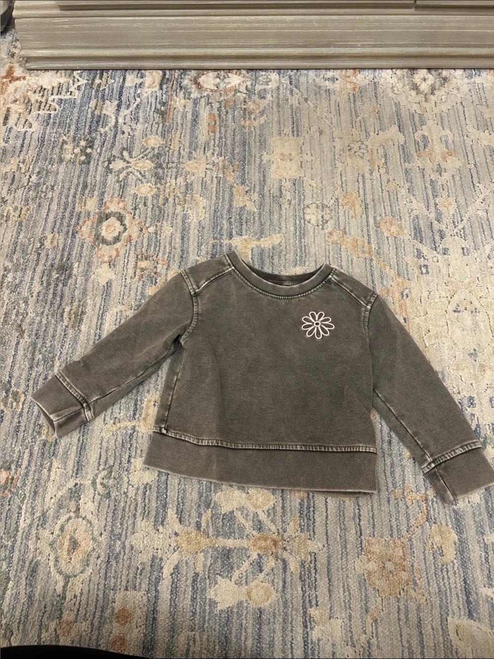 Cat & Jack Kids' Washed Gray Sweatshirt with Daisy Outline